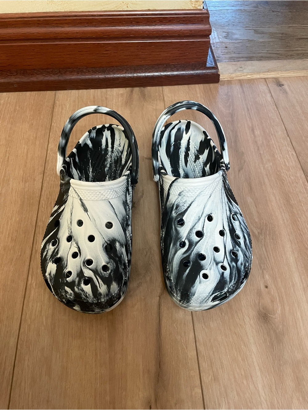 Black & White Tie Dye Crocs